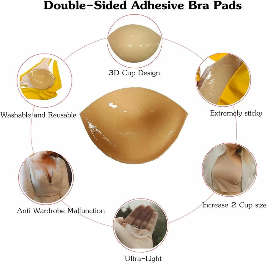 DHCare Double-Sided Adhesive Bra Pads - Breathable Push-Up Sticky Cups for Enhanced Support & Comfort