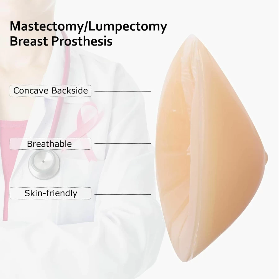 OMMITO Silicone Breast Form Enhancer for Mastectomy - Triangle Bra Insert Prosthesis (1 Piece) - Natural Look & Comfortable Wear
