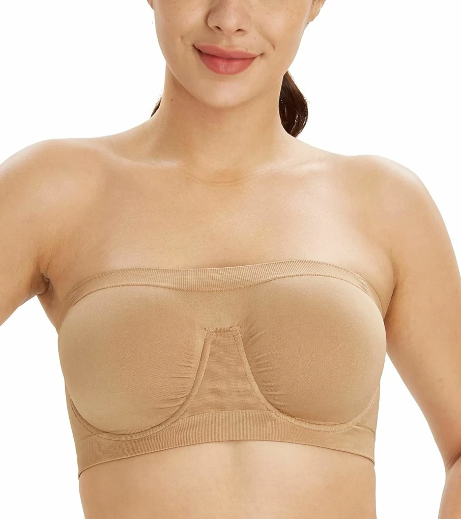 Lemorosy Women's Seamless Multiway T-Shirt Bra with Underwire - Non-Padded Bandeau Comfort Fit