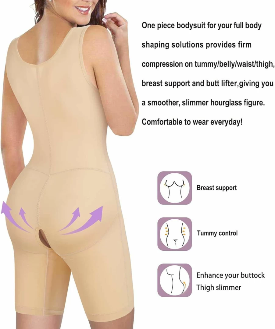 BRABIC Women's Shapewear Bodysuit - Tummy Control Waist Trainer, Butt Lifting High Waist Thigh Slimmer, Open Bust Full Body Shaper for Women
