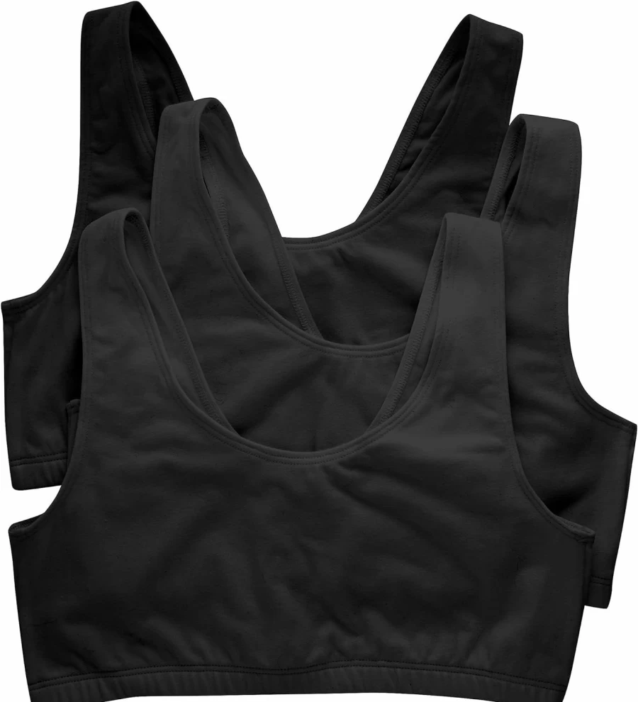Hanes Women's 3-Pack Cotton Scoop Neck Bralette - Breathable Low-Impact Sports Bras for Comfort & Support