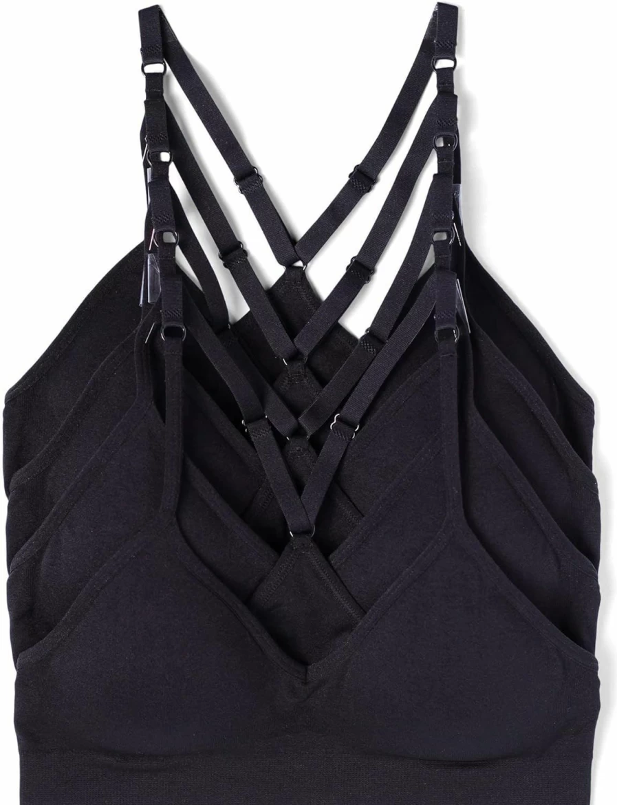 Kalon Women's 4 Pack Seamless Wireless Sports Bra - Racerback Bralette for Comfort & Support