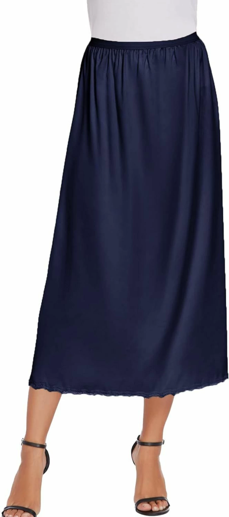 Avidlove Women's Satin Lace Trim Half Slip Underskirt - Long 36" Length, S-XXL Sizes, Elegant Comfort for Dresses