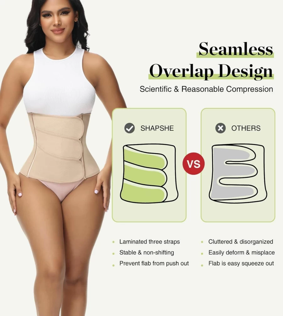 SHAPSHE Women's Waist Trainer Corset for Postpartum Recovery, Adjustable Waist Cincher Shapewear with Velcro for Tummy Control & Body Shaping