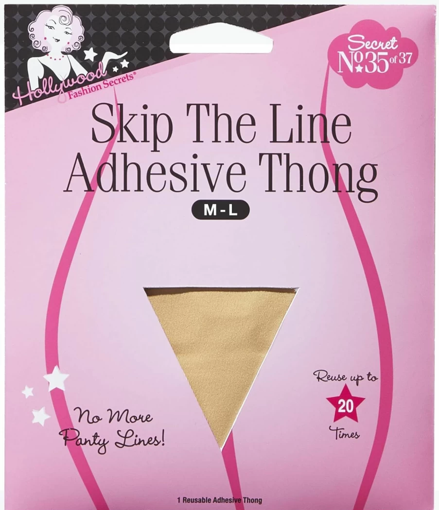 Hollywood Fashion Secrets Reusable Adhesive Thong - No-Slip Invisible Underwear for Special Occasions