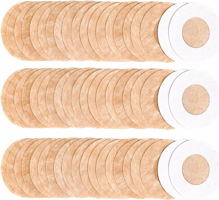 Ubran Disposable Nipple Covers 100-Pack, Large Beige Self-Adhesive Breast Pasties for Women, No Show Bra Petals, Reusable & Hypoallergenic