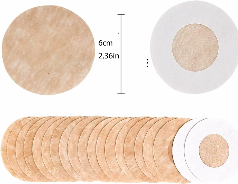 Ubran Disposable Nipple Covers 100-Pack, Large Beige Self-Adhesive Breast Pasties for Women, No Show Bra Petals, Reusable & Hypoallergenic