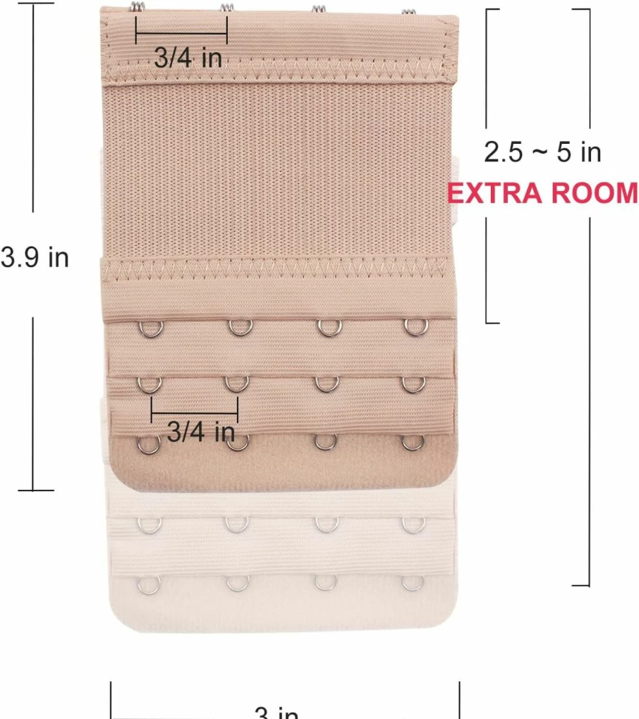 Red Snail Bra Extenders for Women - 2/3/4 Hook Elastic Bra Extension Straps, Comfortable Adjustable Bra Band Expander