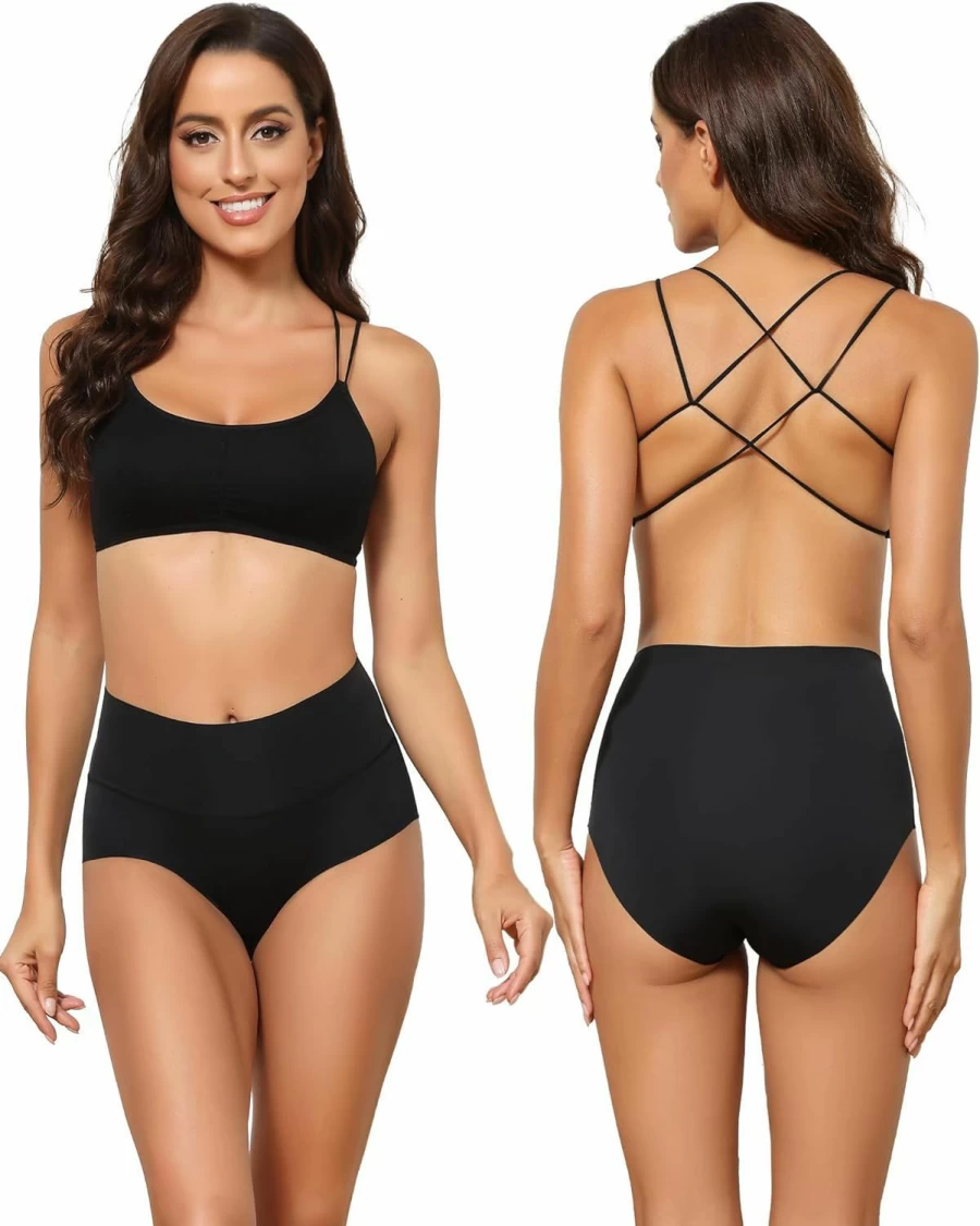 LEVAO Women's High Waist Seamless Panties - No Show Full Coverage Briefs, Comfortable Underwear Multi Pack (S-XXL)