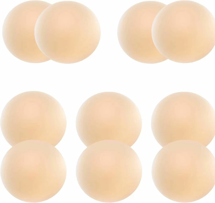 AMFLOWER Reusable Silicone Nipple Covers for Women - 5 Pairs Nude Pasties, Washable Adhesive Petals