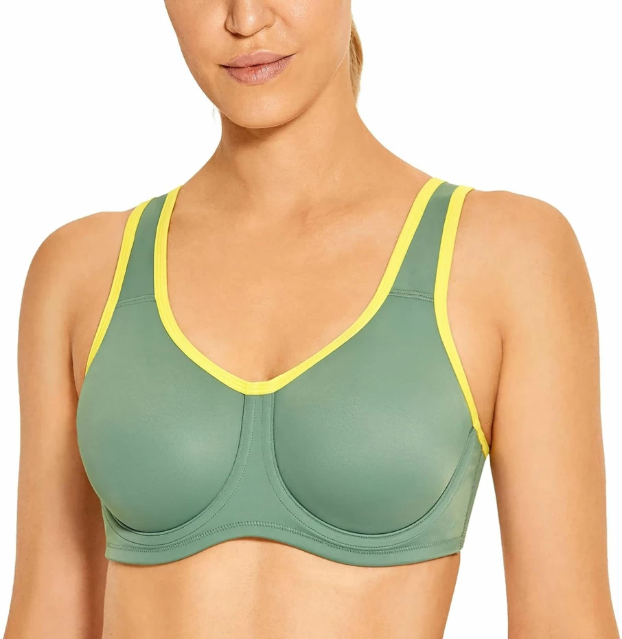 SYROKAN Women's High Impact Sports Bra - Plus Size Max Control Underwire with Adjustable Straps