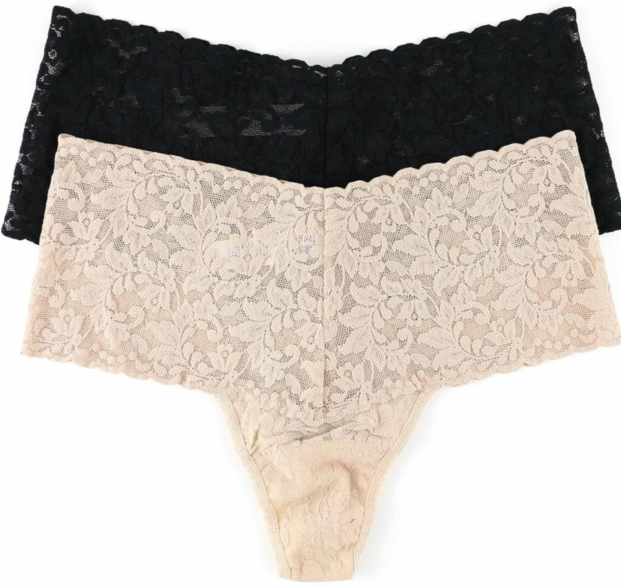 Hanky Panky Retro High-Waist Thong 2-Pack - Vintage Lace Underwear for Women