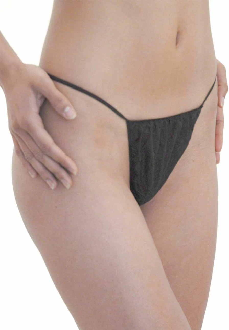 APPEARUS Disposable Black T-String Thong Panties for Women - 60 Count (5 Bags of 12) for Spray Tanning, Hair Removal & Waxing - One Size Fits Most