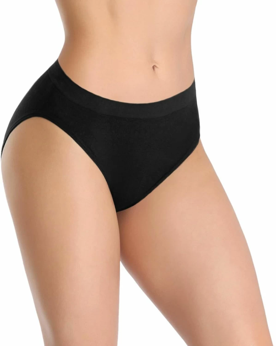 Sudally Women's High Cut Briefs Underwear 6-Pack, Seamless Full Coverage Panties with Comfort Stretch Waistband for Ladies