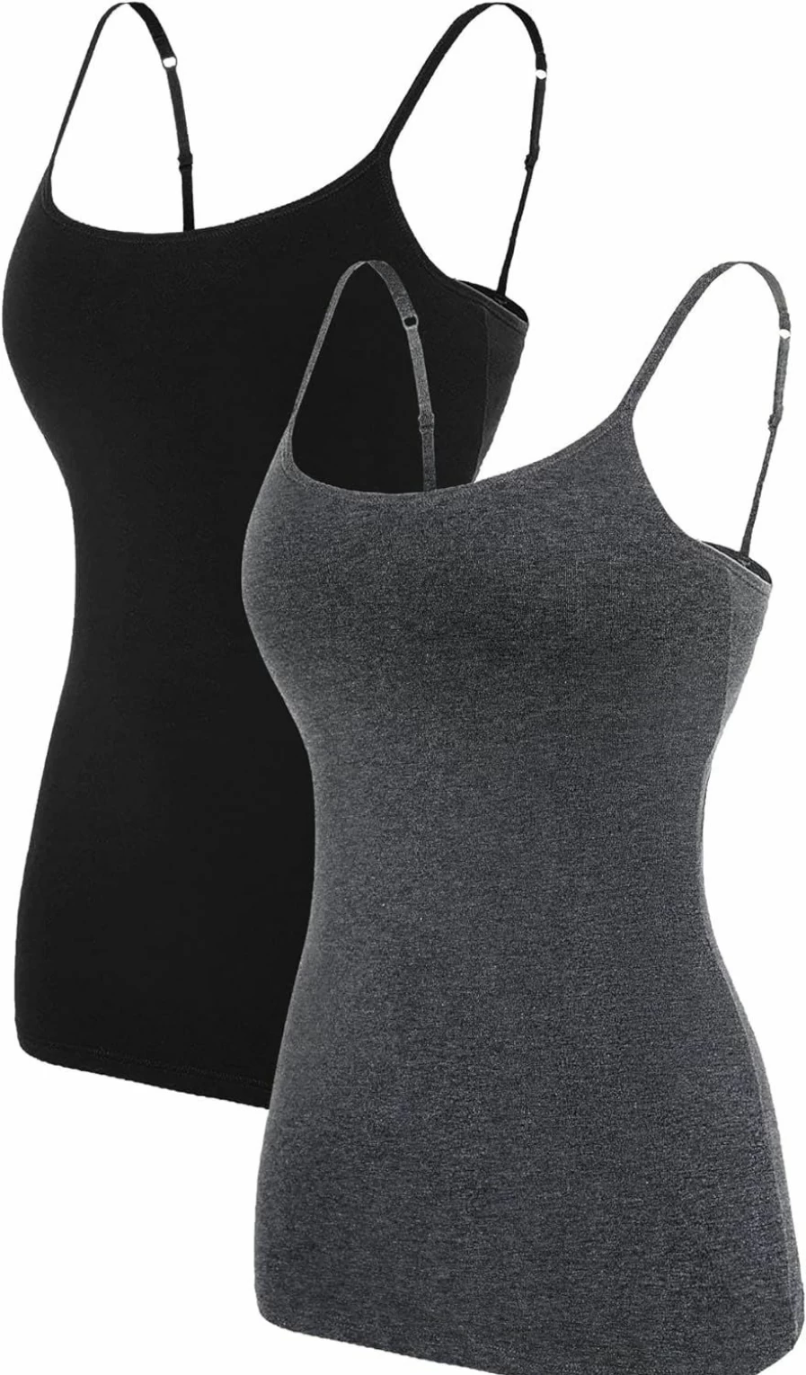 ATTRACO Women's Cotton Camisole Top with Shelf Bra & Spaghetti Straps - Comfortable Stretch Tank