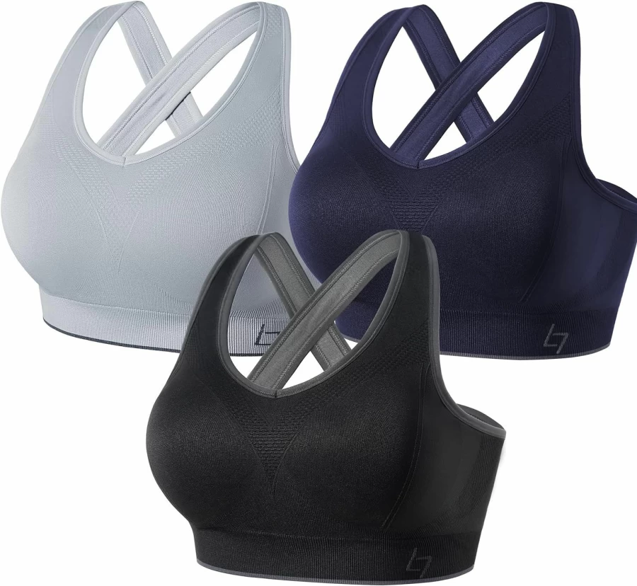 FITTIN Women's Seamless Cross Back Sports Bra - Removable Padding for Yoga, Gym & Workout