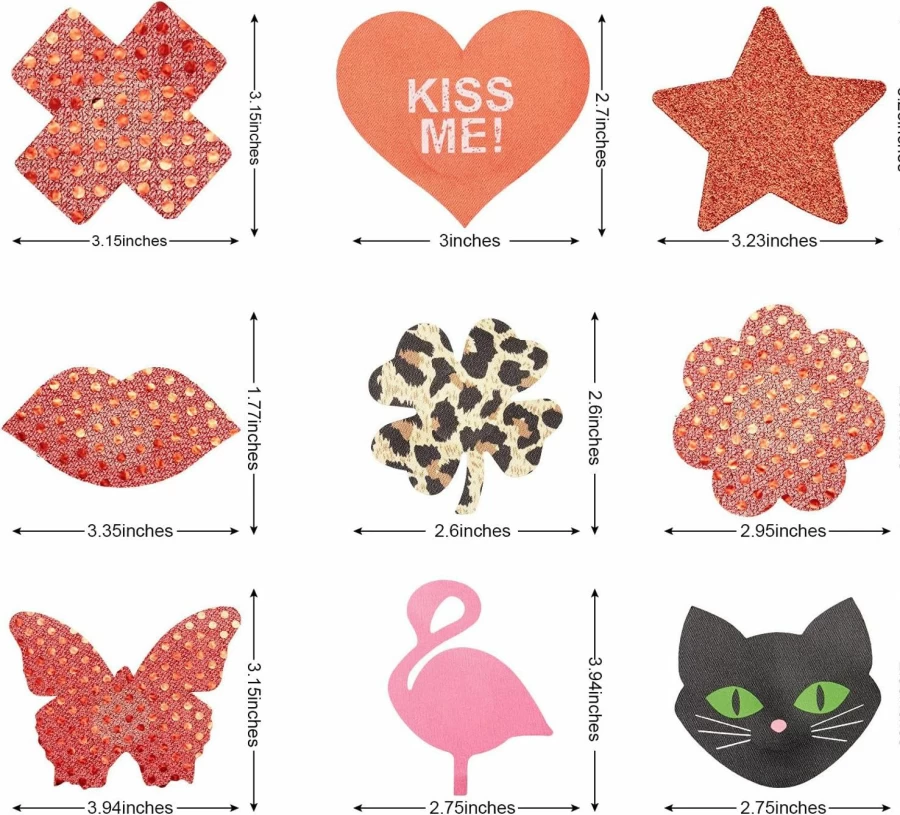 Syhood 60 Pairs Disposable Nipple Covers - Self Adhesive Breast Pasties, Multi-Design Nipple Cover Stickers (Style 1)