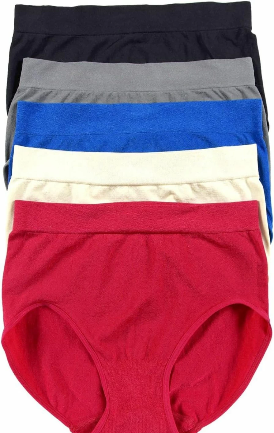 Carole Hochman Women's Silky Soft Seamless Underwear 5-Pack - Full Coverage Modern Brief Panties for Regular & Plus Sizes
