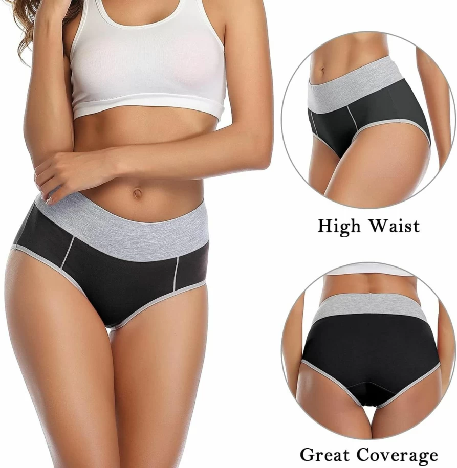Wirarpa Women's High Waist Cotton Underwear 4-Pack - Soft, Breathable, Stretch Panties for Ladies