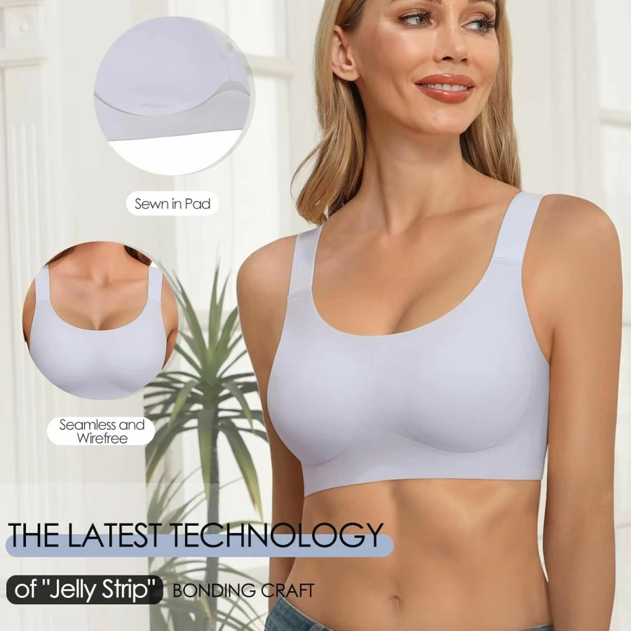 HORISUN Women's Wireless Seamless Longline Bra - Full Coverage with Back & Side Support for Regular & Plus Sizes