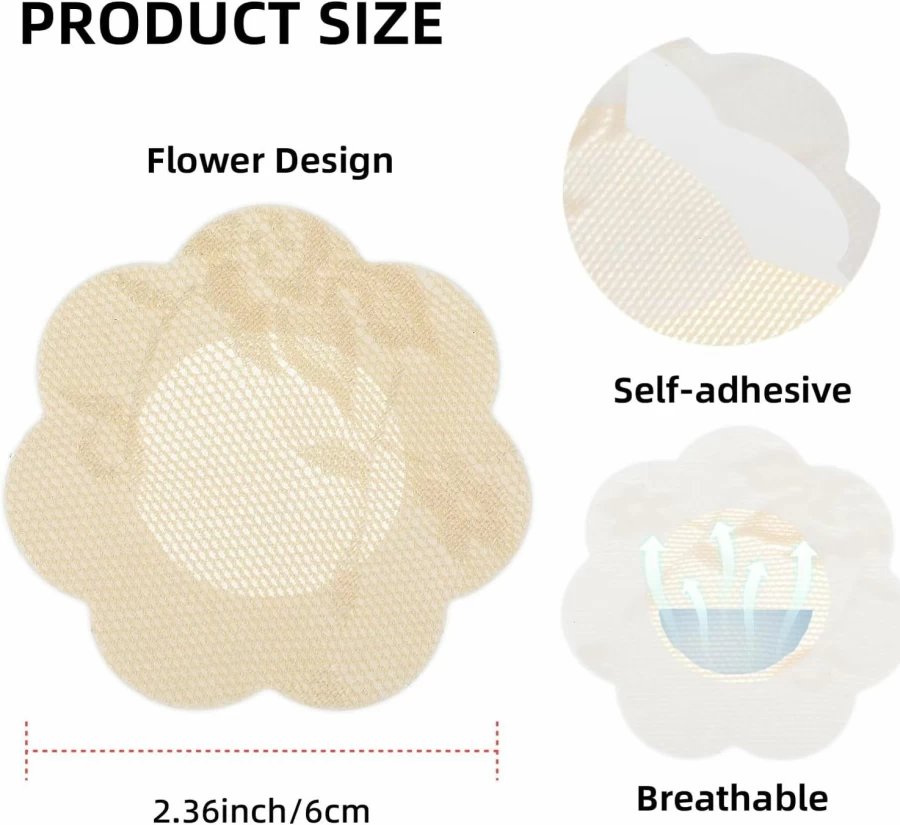 WLLHYF 40-Pack Disposable Nipple Covers, Self-Adhesive Invisible Breast Pasties for Women, Reusable Nipple Stickers Petals for Comfort and Coverage