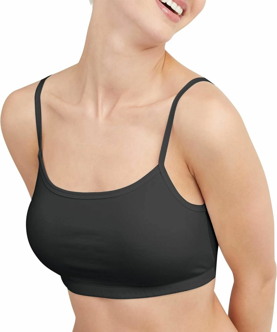 Hanes Women's 3-Pack Cotton Cropped Bralette Top - Breathable Pullover Comfort Bra
