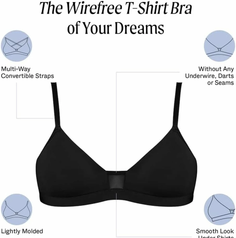 Pepper Wireless Comfort Bra for Women - Feelgood Wirefree T-Shirt Bra with Convertible Racerback Straps (XXS-XL) | Soft Support Everyday Bralette