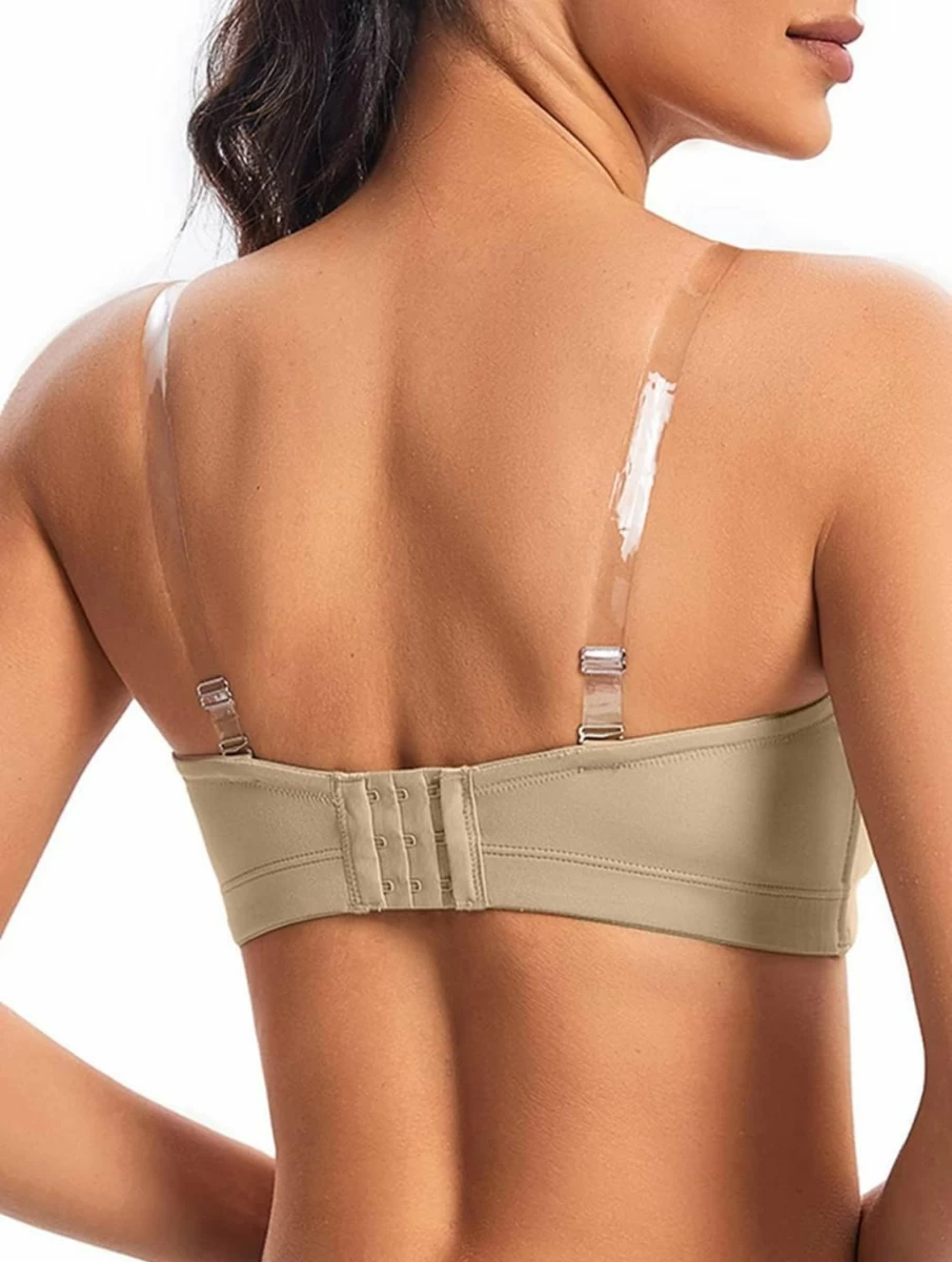 ANGOOL Strapless Bandeau Bra for Women - Non-Slip Silicone Padded Wirefree Tube Top, Seamless Comfort Stay-Up Design
