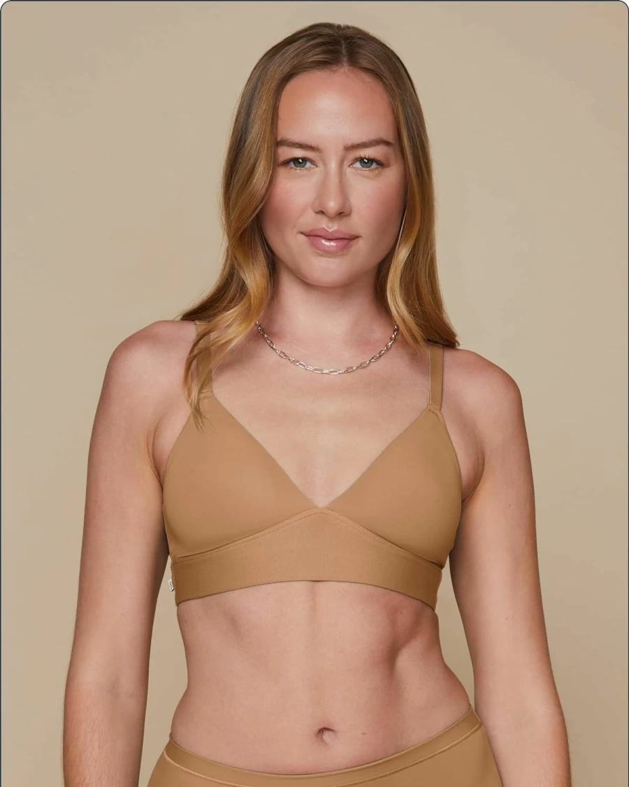Harper Wilde Bliss Triangle Bralette - Ultra-Soft Lightweight Deep V Wireless Bra for Women Comfortable Yoga Bralette