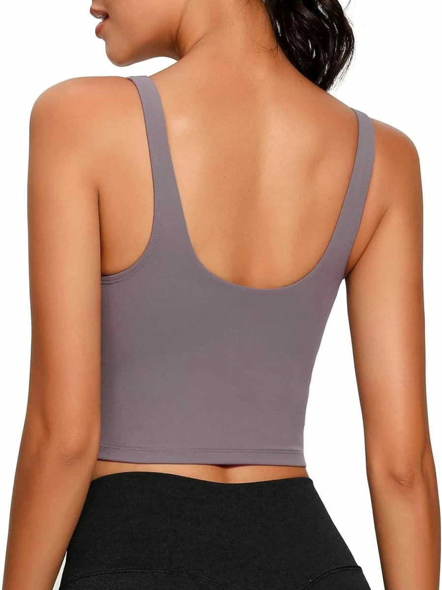 Lemedy Women's Longline Sports Bra - Padded Workout Tank Top for Running, Yoga & Gym