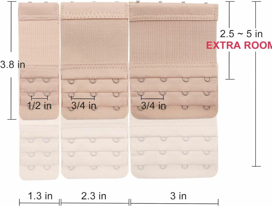 Red Snail Bra Extenders Set - 9Pcs Multi-Pack with 2, 3, 4 Hook Elastic Straps for Comfortable Bra Extension