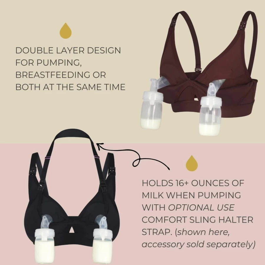 Simple Wishes Hands Free Pumping & Nursing Bra - Comfortable Soft Maternity Bra for Breastfeeding & Breast Pump Use