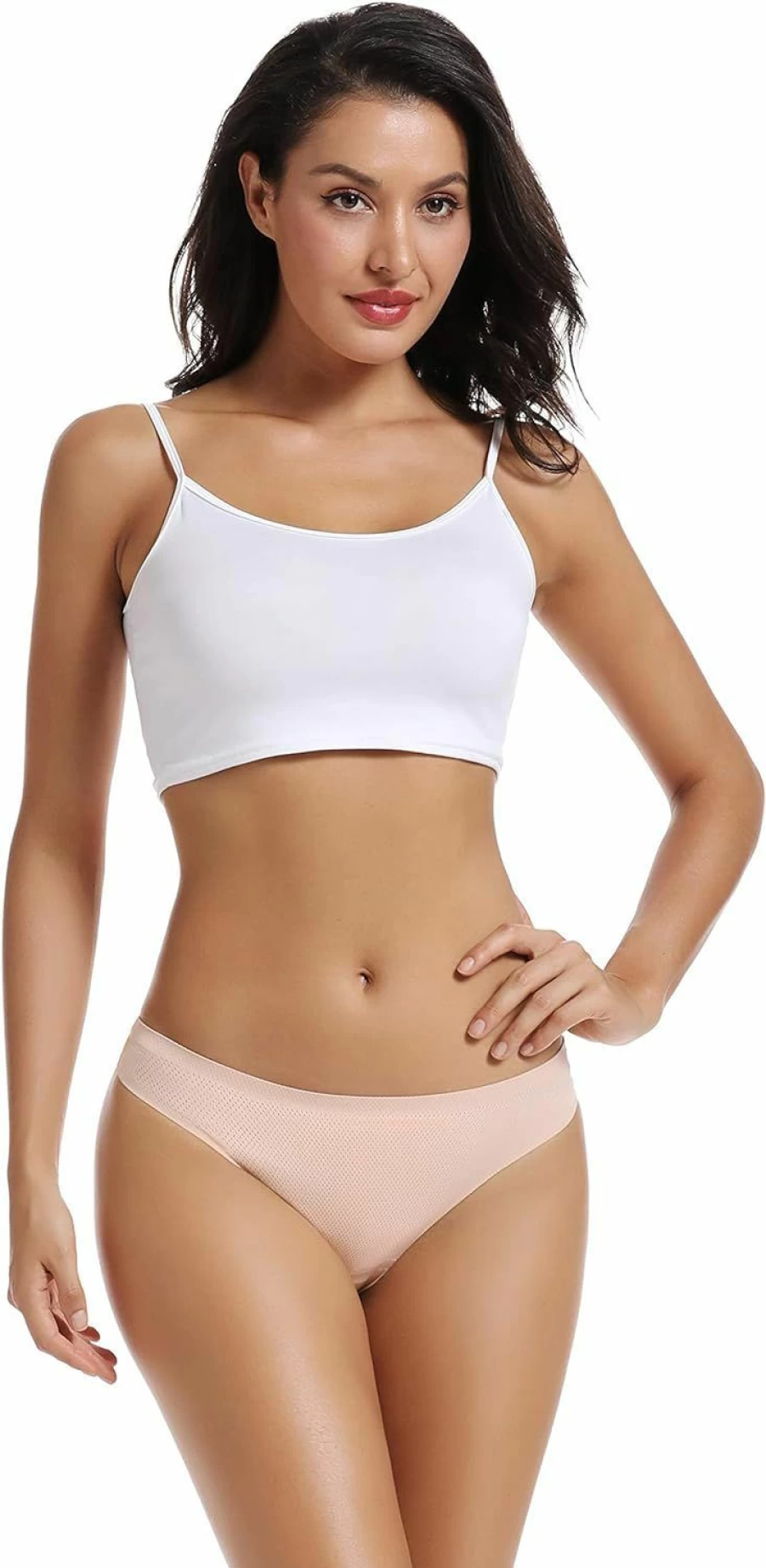 Voenxe Women's Seamless No-Show Thong Panties 5-Pack - Breathable Comfortable Underwear for Ladies