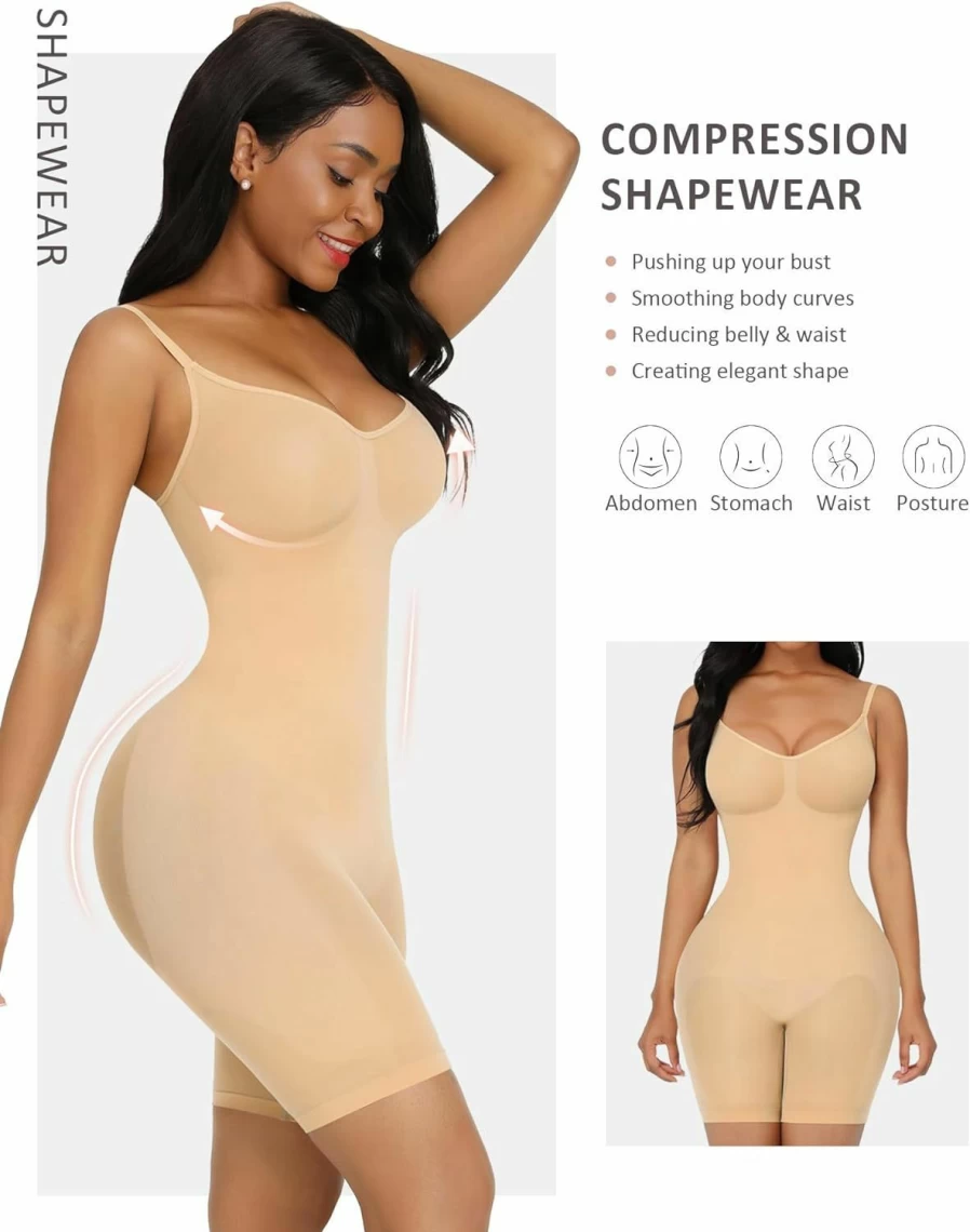 FeelinGirl Seamless Shapewear Bodysuit for Women - Tummy Control, Butt Lifting & Thigh Slimming Full Body Shaper