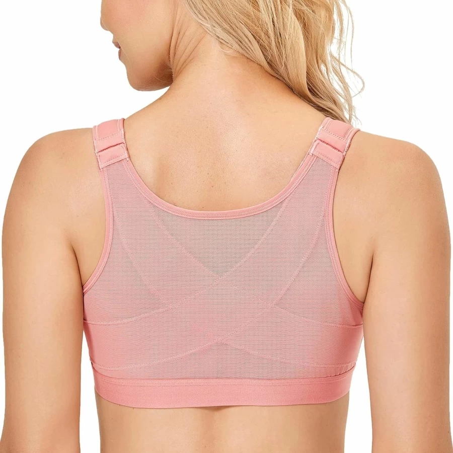 DELIMIRA Women's Wireless Posture Support Bra Front Closure Full Coverage Back Support Bra