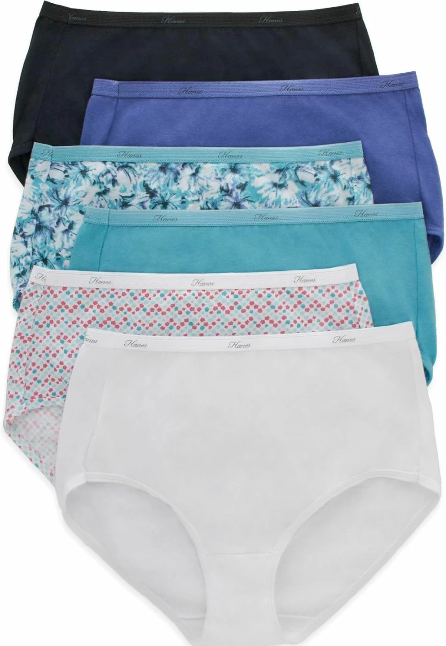 Hanes Women's High-Waisted Cotton Briefs 6-Pack - Moisture-Wicking Underwear (Assorted Colors)