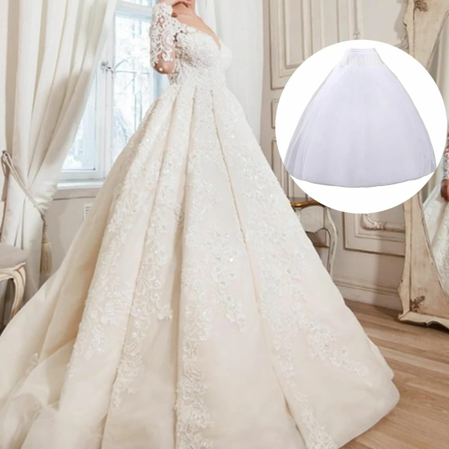 MeiLiMiYu 8-Layer Hoopless Petticoat Underskirt for Wedding Ball Gown – Floor-Length Crinoline Slip Skirt