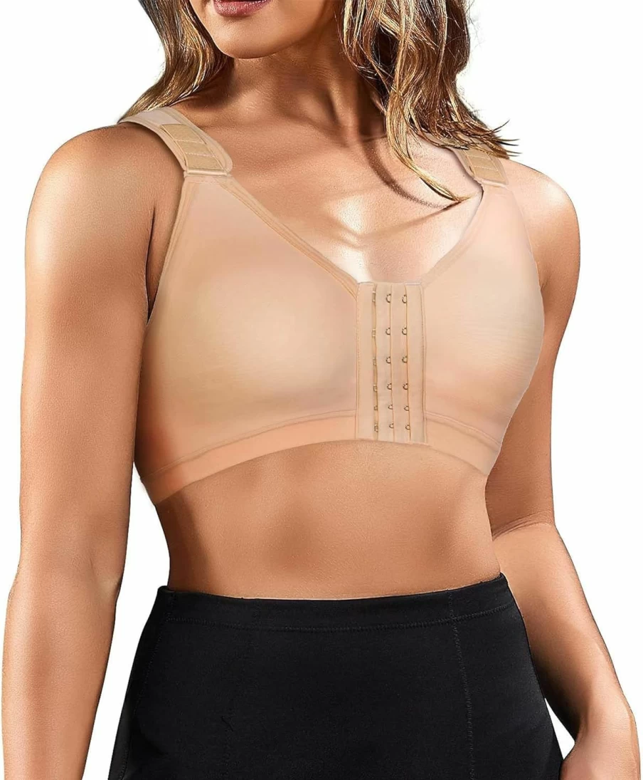 BRABIC Post-Surgery Sports Bra for Women - Front Closure, Adjustable Straps, Wirefree Racerback Support Bra