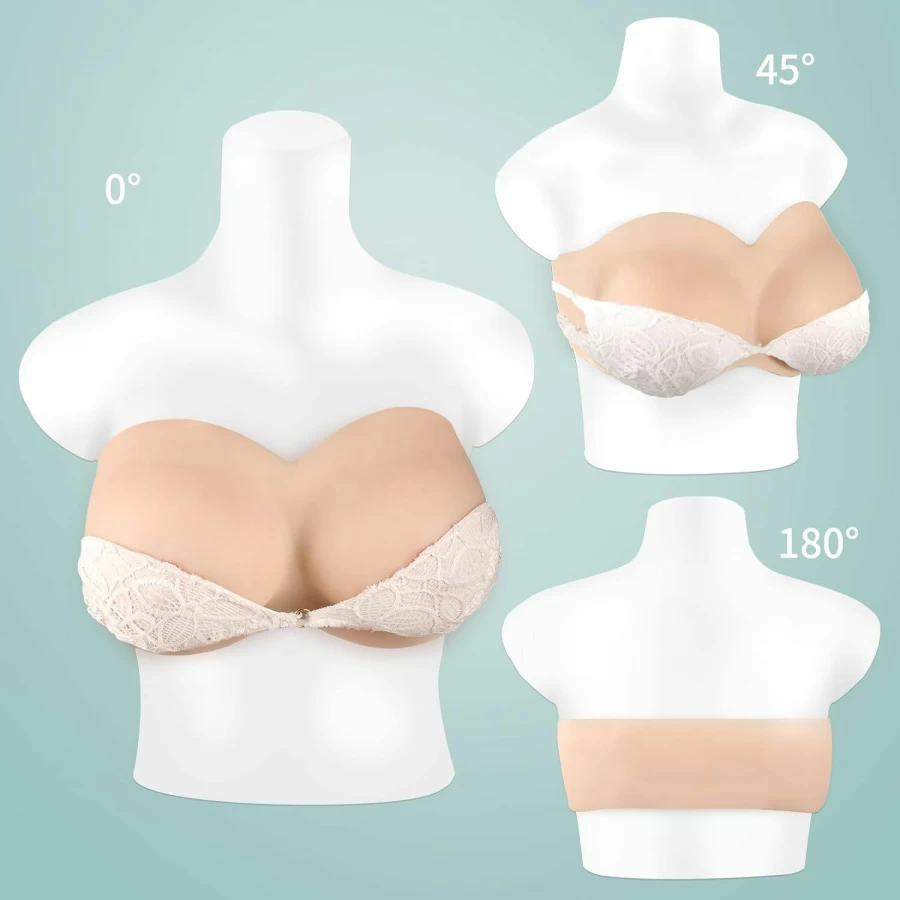 ICEVER Silicone Breastplate for Crossdressers - Strapless Chest Plate with Natural Feel, Filled Fake Boobs for Transgender Women - Realistic Breast Forms