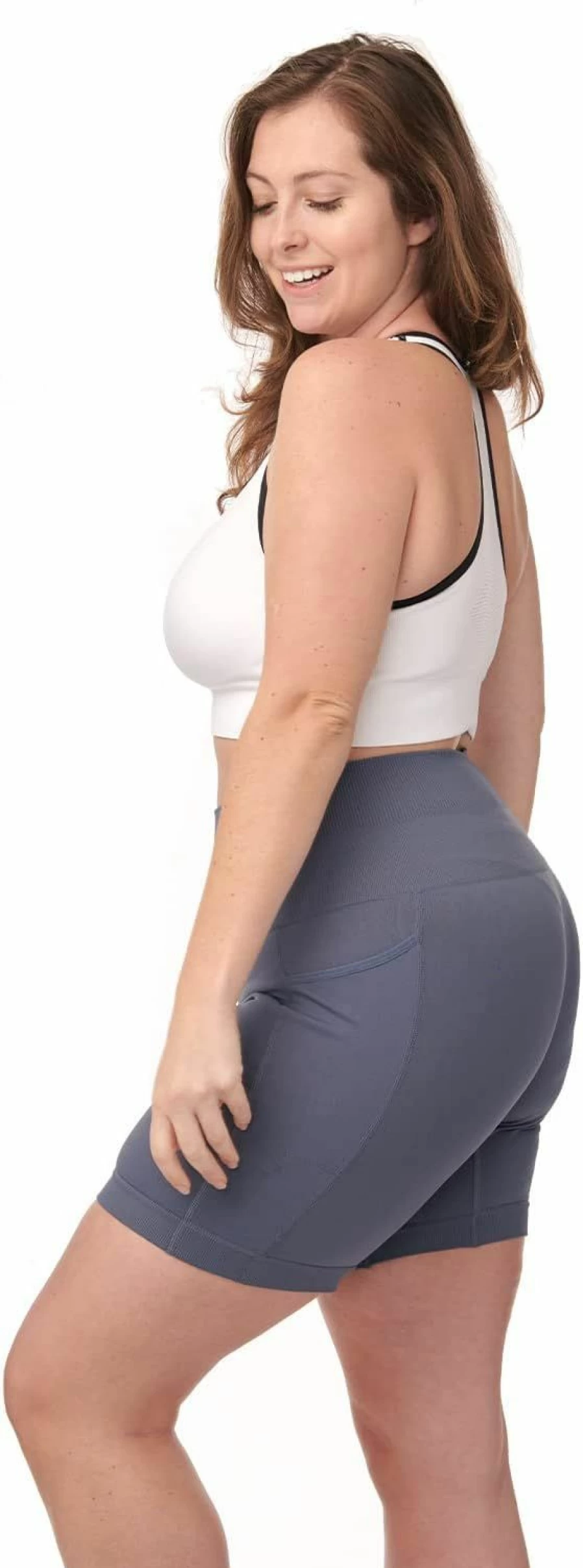 "Under Control High Support Plus Size Sports Bra for Women - Racerback Padded Workout Bra for Yoga & Fitness (White/Black)"