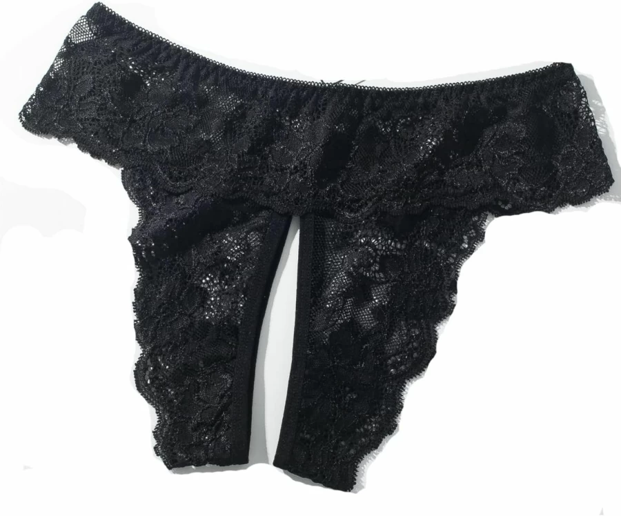 Justgoo Women's Lace Thong Panties 5-Pack - Low Rise Sexy Underwear in Plus Sizes