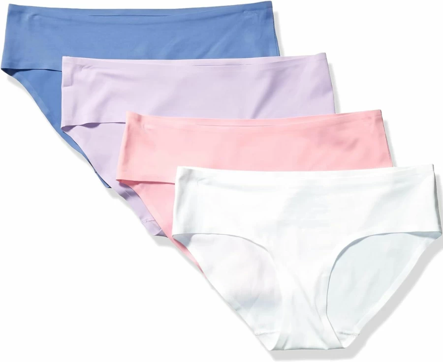 Amazon Essentials Women's 4-Pack Seamless Stretch Hipster Underwear - Soft Comfortable Breathable Panties