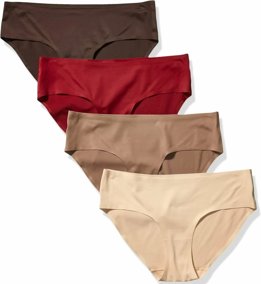 Amazon Essentials Women's 4-Pack Seamless Stretch Hipster Underwear - Soft Comfortable Breathable Panties
