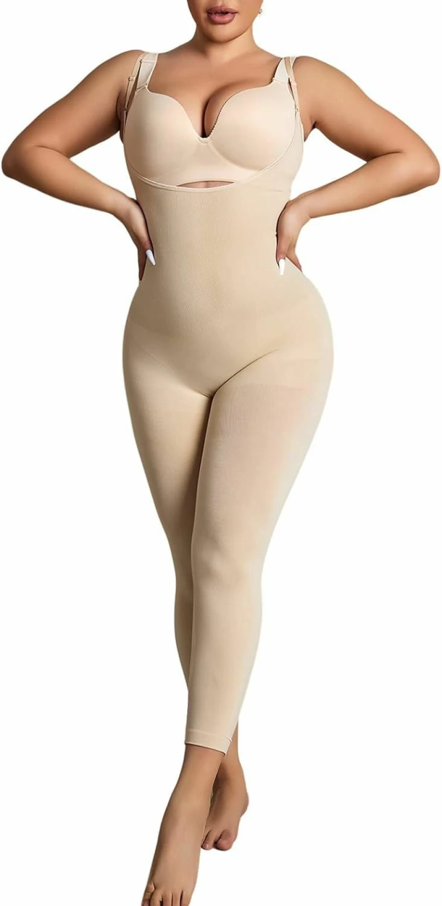 "Suprenx Women's Open Bust Bodysuit Shapewear - Full Body Shaper for Tummy Control, Thigh Slimming & Butt Lifting"