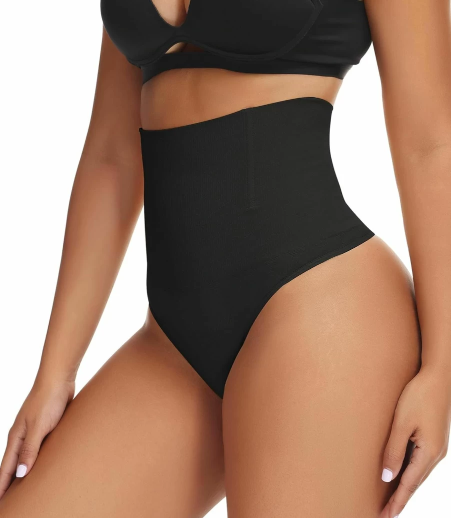 Reamphy High Waist Tummy Control Shapewear Thong for Women - Seamless Shaping Panties & Body Shaper Underwear