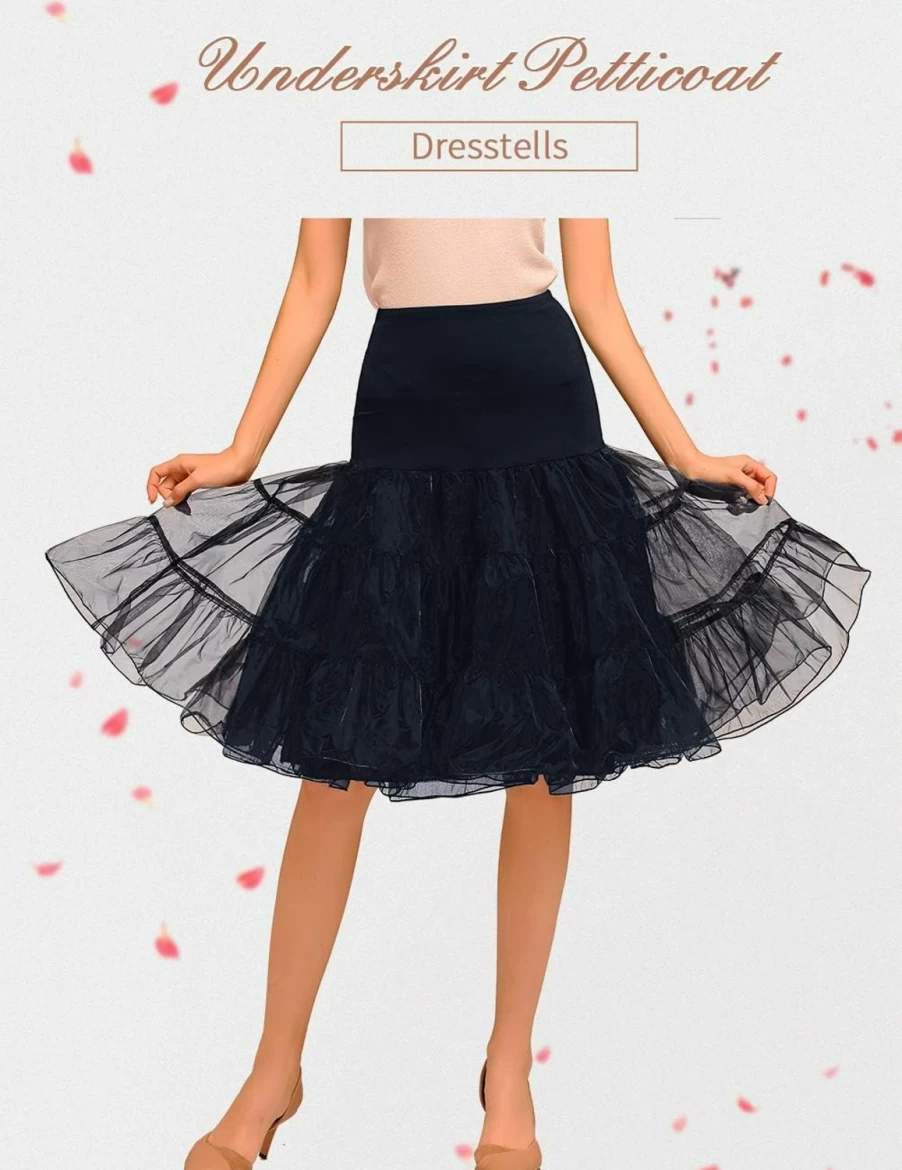 DRESSTELLS Vintage 50s Petticoat Skirt for Women - Retro Tutu Crinoline Underkirt