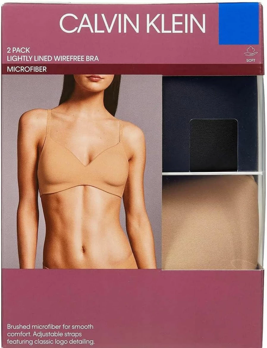 Calvin Klein Women's Wireless Comfort Bra 2-Pack - Lightly Lined Soft Cup Bralette Set