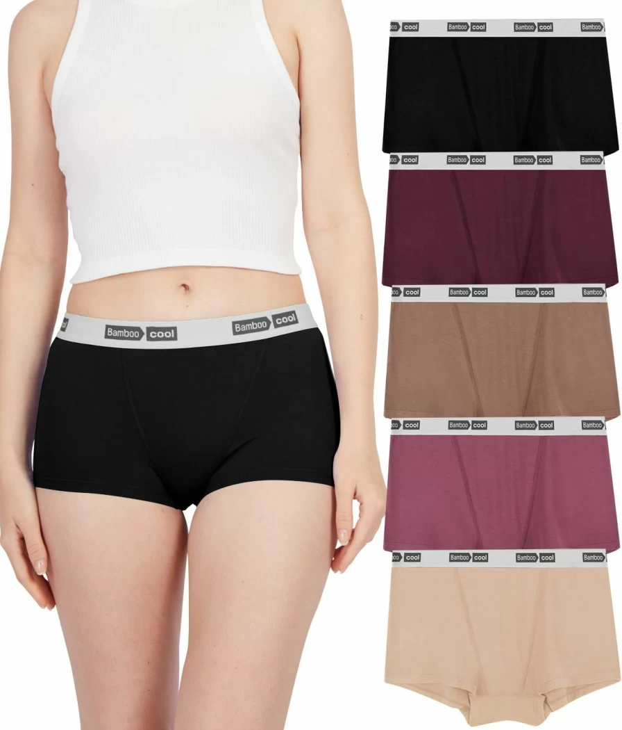 BAMBOO COOL Women's Bamboo Boxer Briefs - Soft Stretch Breathable Boy Shorts Underwear for Women