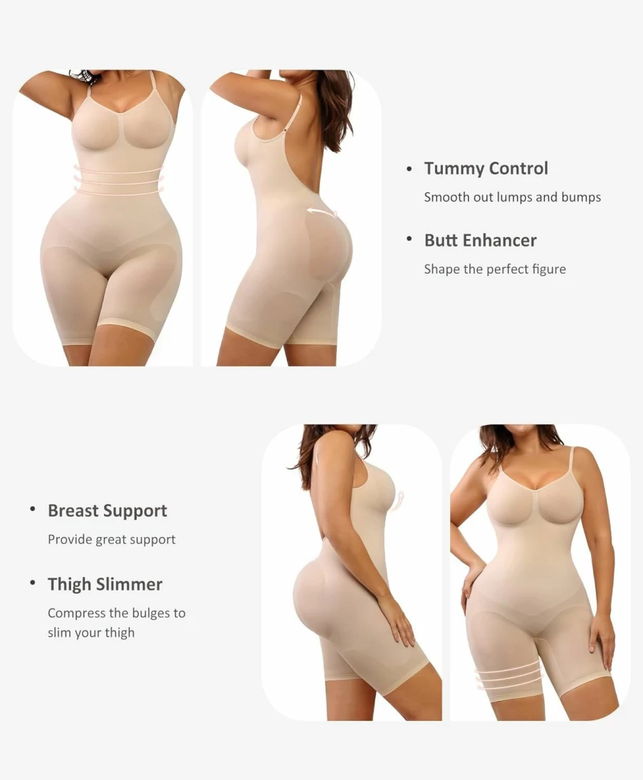 FeelinGirl Seamless Backless Shapewear for Women - Tummy Control Body Shaper Colombianas Fajas Sculpting Girdle