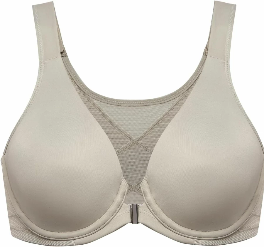 DELIMIRA Women's Plus Size Front Closure Bra - Full Coverage Unlined Posture Support Underwire Plunge Seamless Bra for Back Pain Relief (Sizes B-H)